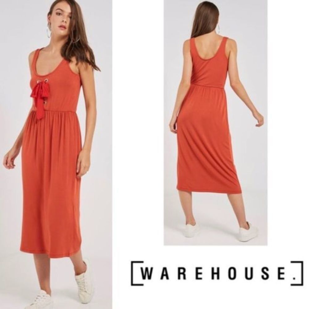 WAREHOUSE Tie‎ Front Midi Dress NWT